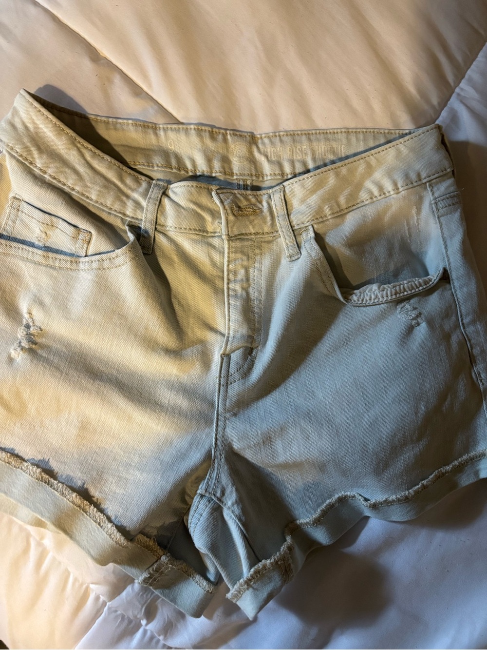 Women’s Light Blue Denim Cutoff Shorts high rise shortie